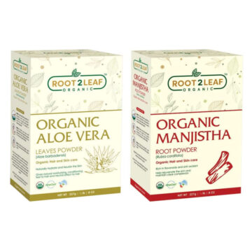 Root2Leaf Organic Pack of 2 Aloe Vera & Manjistha Root Powder (227gms)