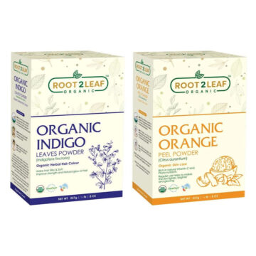 Root2Leaf Organic Pack of 2 Indigo Leaf & Orange Peel Powder (227gms)