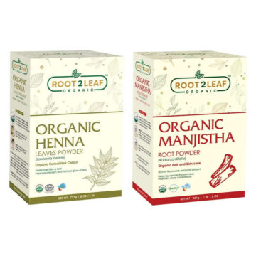 Root2Leaf Organic Pack of 2 Henna Leaf & Manjistha Root Powder (227 gms)