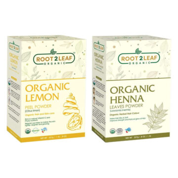 Root2Leaf Organic Pack of 2 Henna Leaf & Lemon Peel Powder (227 gms)