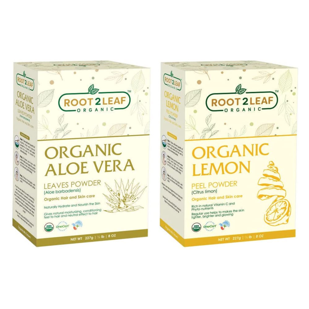 Root2Leaf Organic Pack of 2 Aloe Vera & Lemon Peel Powder (227gms)