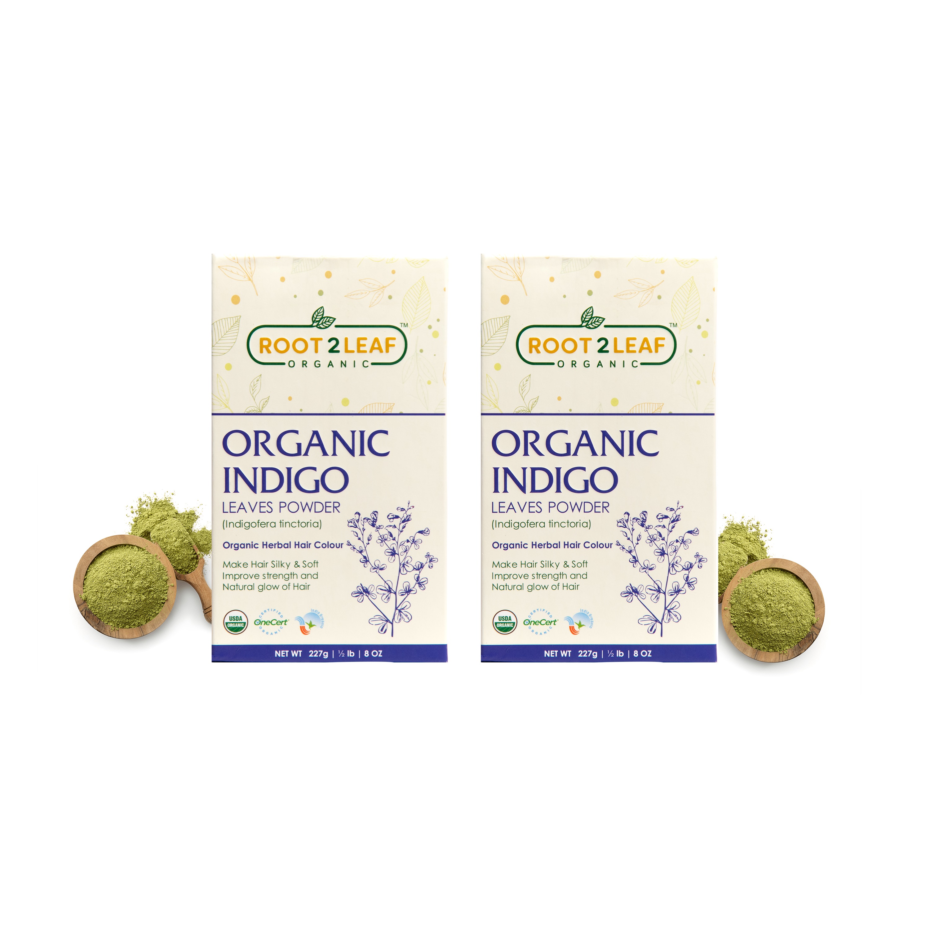 Organic Indigo Leaves Powder Packs of 2 (227 Gms + 227 Gms)