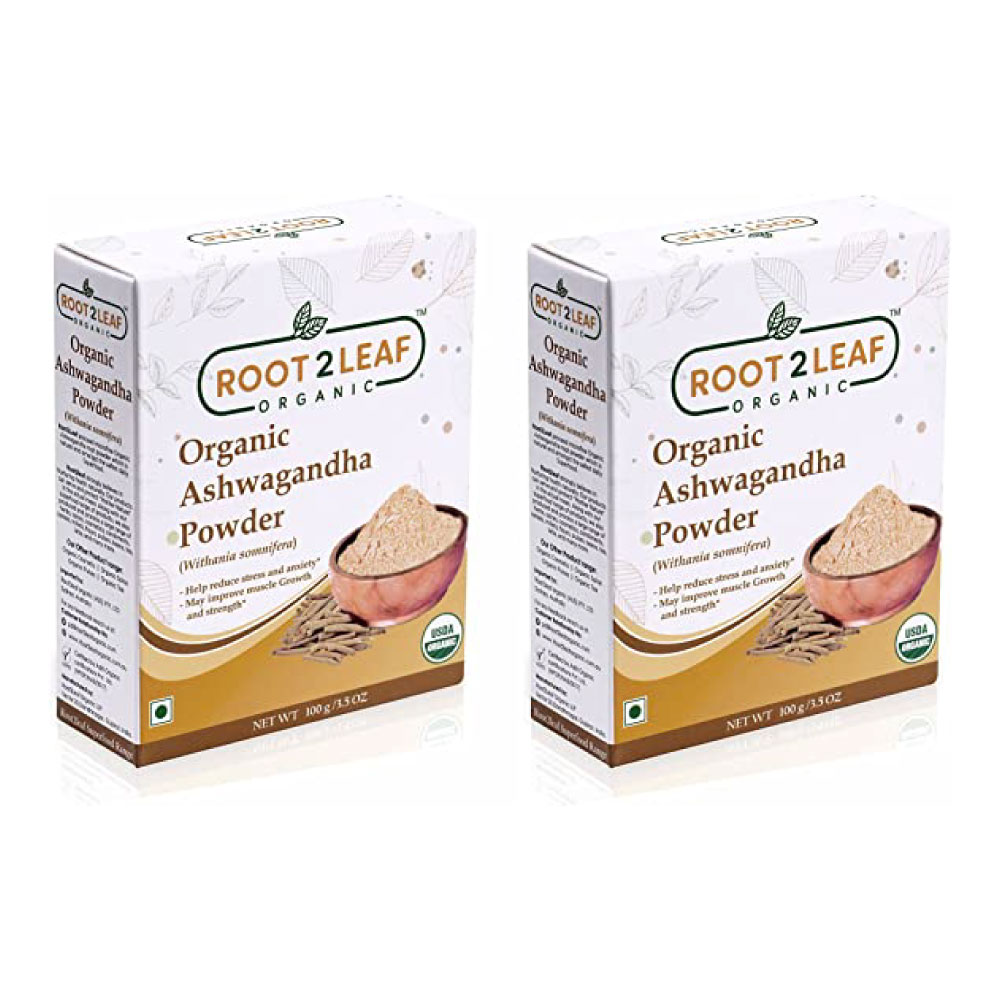 Root2leaf Organic Ashwagandha Root Powder (2 Packs) 100gms + 100gms