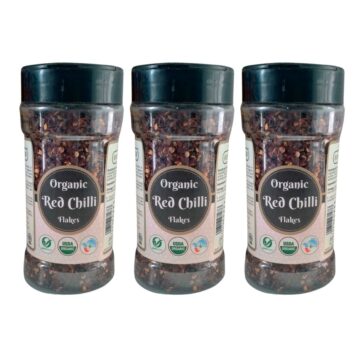 Organic Red Chili Flakes 128g Pack of 3 by Root2leaf Organic