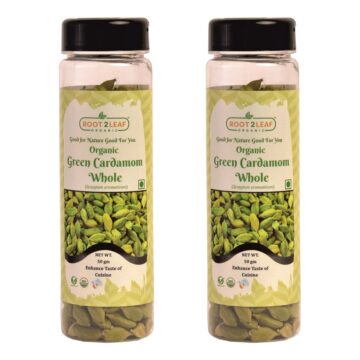 Organic Green Cardamom Whole 50gm Pack of 2