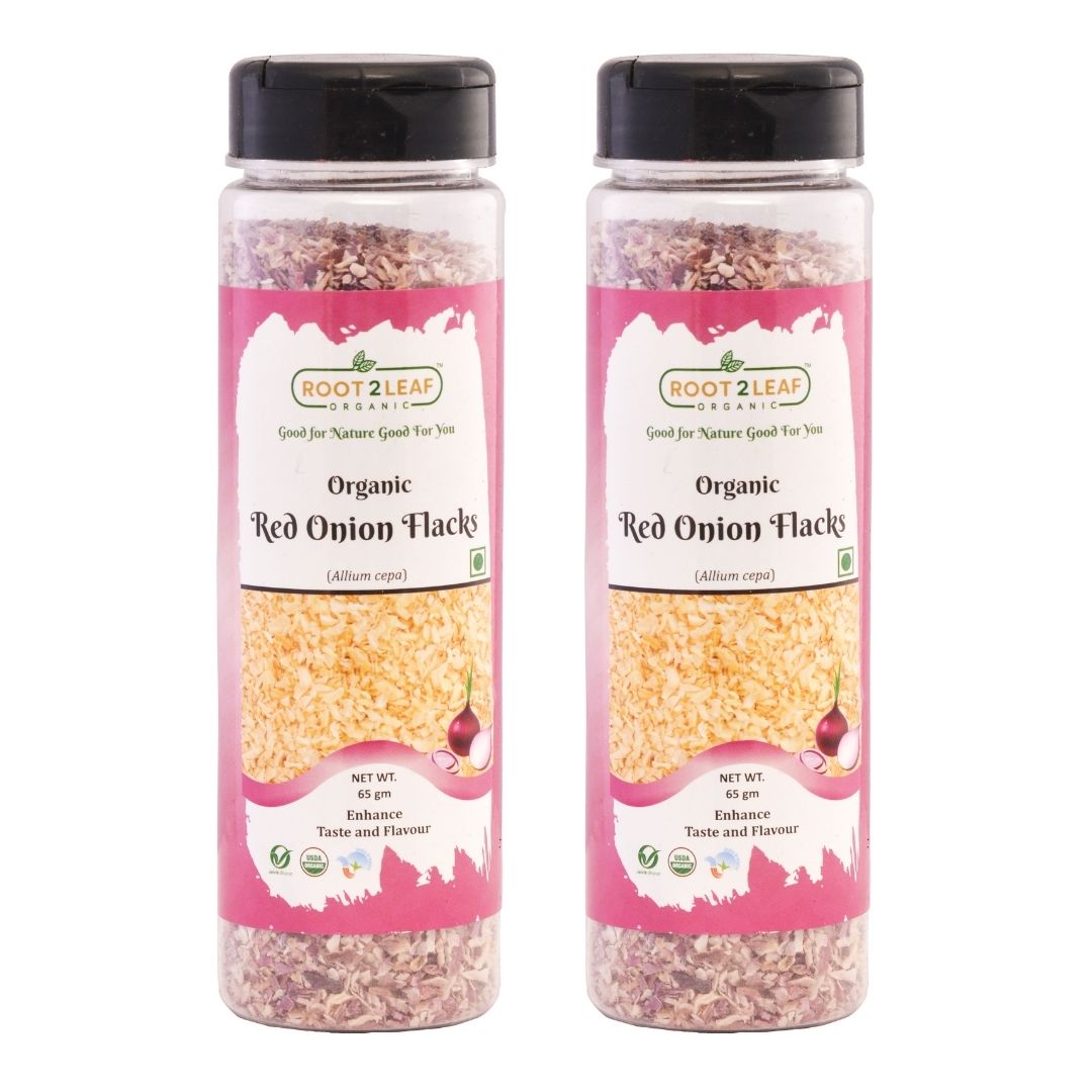 Organic Red Onion Flakes 65g Pack of 2 by Root2leaf Organic